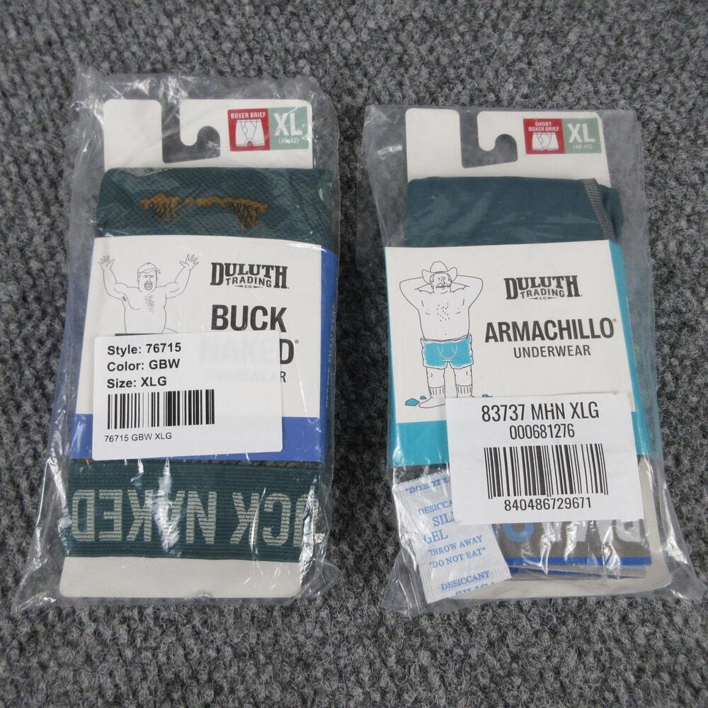 Duluth Trading Boxer Briefs Mens XL Green Buck Naked Armachillo 2 Pack NWT